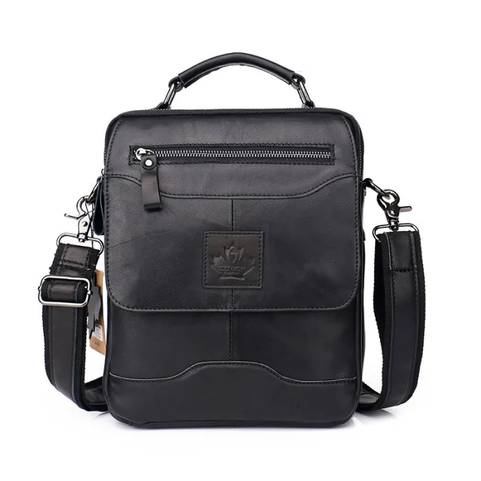 Elegant shoulder bag - with zippers - genuine leather