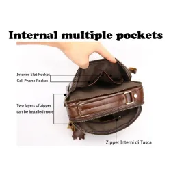 Elegant shoulder bag - with zippers - genuine leather