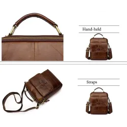 Elegant shoulder bag - with zippers - genuine leather