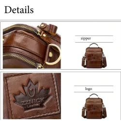 Elegant shoulder bag - with zippers - genuine leather