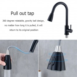 Kitchen faucet - pull-out head nozzle - rotatable - stainless steelKitchen faucets