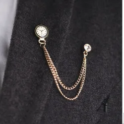 Brooch with a Korean trend - pin with a watch and a chain