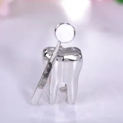 Dentist mirror / tooth - elegant brooch