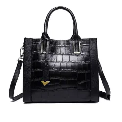 Elegant shoulder bag - genuine leather - stone patternHandbags