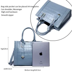Elegant shoulder bag - genuine leather - stone patternHandbags