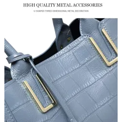 Elegant shoulder bag - genuine leather - stone patternHandbags