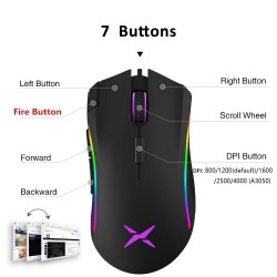 M625 - A3050 - 4000 DPI 1000Hz - wired gaming mouse - RGB backlight - 7 buttons - USB