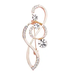 Luxurious gold brooch - with crystal music note