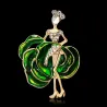 Dancing girl / rose shaped dress - crystal brooch