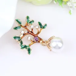 Tree with a leaves / pearl - crystal broochBrooches