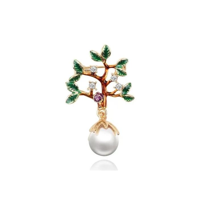 Tree with a leaves / pearl - crystal broochBrooches