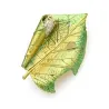Leaf with a silkworm - crystal brooch