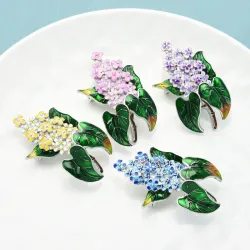 Trendy enamel lilac flower brooch