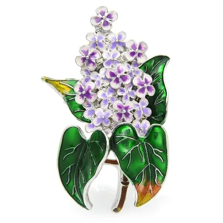 Trendy enamel lilac flower brooch