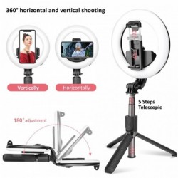 4 in 1 selfie stick - LED ring light - wireless - Bluetooth - mini handheld tripod- with remote