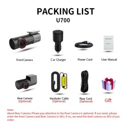 SAMEUO U700 - dash cam - front / rear camera - video recorder - QHD 1944P - DVR - WiFiDash cams