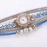 Multilayer bracelet with a round watch - crystals / beads