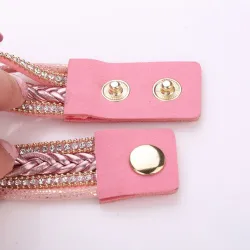 Multilayer bracelet with a round watch - crystals / beads