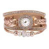 Multilayer bracelet with a round watch - crystals / beads