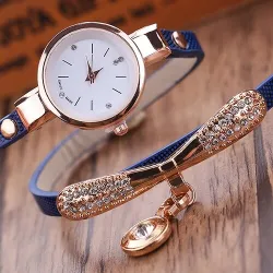 Fashionable multi-layer bracelet with a watch / crystals