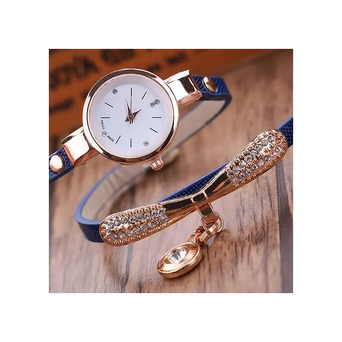 Fashionable multi-layer bracelet with a watch / crystals