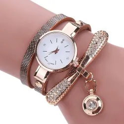 Fashionable multi-layer bracelet with a watch / crystals
