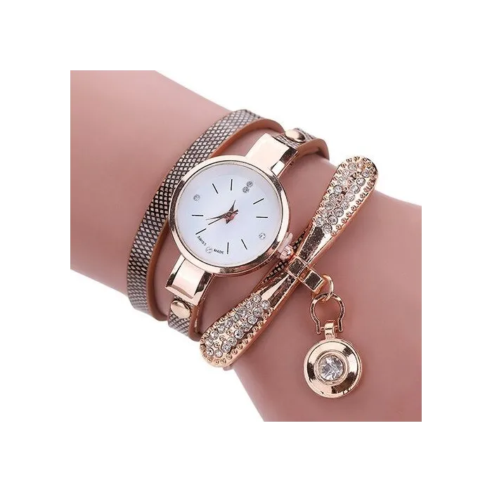 Fashionable multi-layer bracelet with a watch / crystals