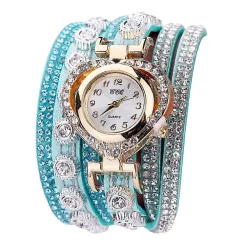 Luxurious multilayer crystal bracelet - with a watch
