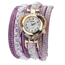 Luxurious multilayer crystal bracelet - with a watch