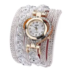 Luxurious multilayer crystal bracelet - with a watch