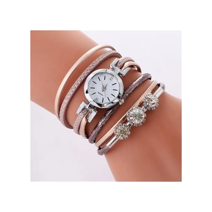 Vintage multilayer bracelet - with a round watch / crystalsBracelets
