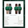 Luxurious watch with a green stone - stainless steel / leather