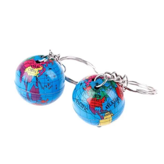 Trendy keychain with world map globe