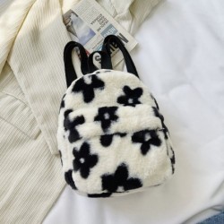 Small plush backpack - with zipper - flowers printingBags