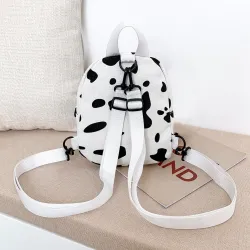Mini canvas backpack - with zipper - cow milk print