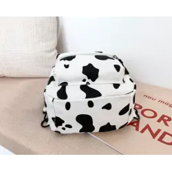 Mini canvas backpack - with zipper - cow milk print