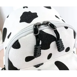Mini canvas backpack - with zipper - cow milk print