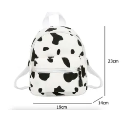 Mini canvas backpack - with zipper - cow milk print