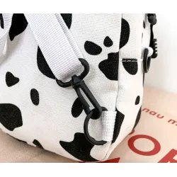 Mini canvas backpack - with zipper - cow milk print