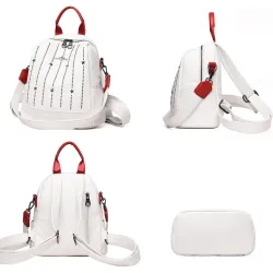 Luxurious multifunctional backpack - shoulder bag - with rivets - genuine leather