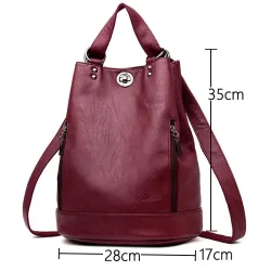 Fashionable leather backpack - multifunction vintage shoulder bag - large capacity
