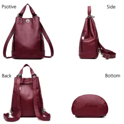 Fashionable leather backpack - multifunction vintage shoulder bag - large capacity