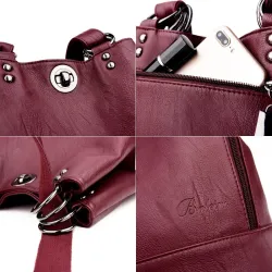 Fashionable leather backpack - multifunction vintage shoulder bag - large capacity