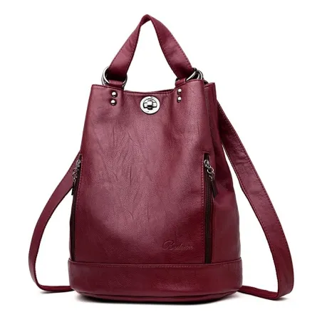 Fashionable leather backpack - multifunction vintage shoulder bag - large capacity