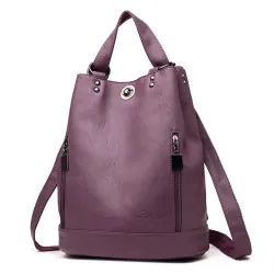Fashionable leather backpack - multifunction vintage shoulder bag - large capacity