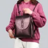 Fashionable leather backpack - shoulder bag - snakeskin pattern