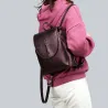 Fashionable leather backpack - shoulder bag - snakeskin pattern