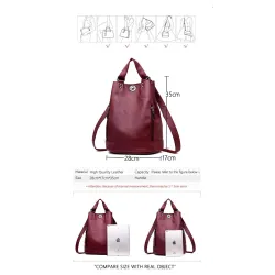 Fashionable leather backpack - multifunction vintage shoulder bag - large capacity