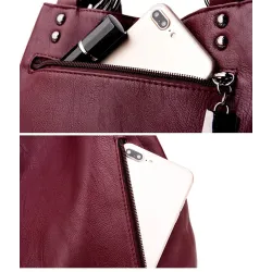 Fashionable leather backpack - multifunction vintage shoulder bag - large capacity