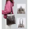 Fashionable leather backpack - shoulder bag - snakeskin pattern